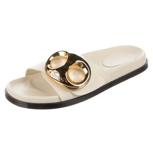 Gucci Cream Slide with Gold Ornament